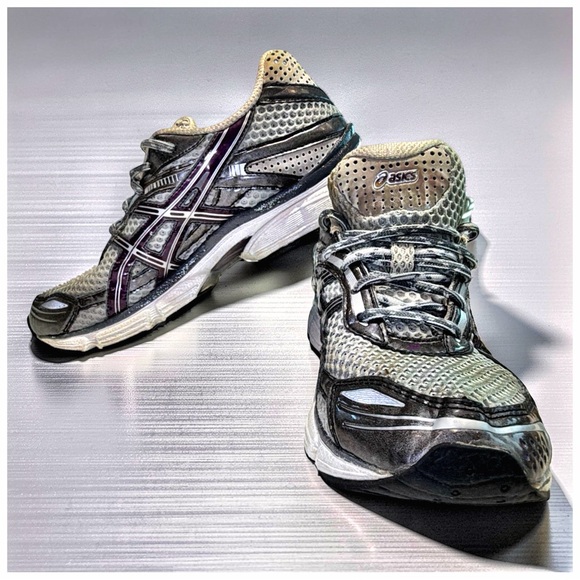 Asics Other - ASICS Gel-Stratus 3 Running Sneakers | Silver Black Purple Mesh | Men’s 9.5